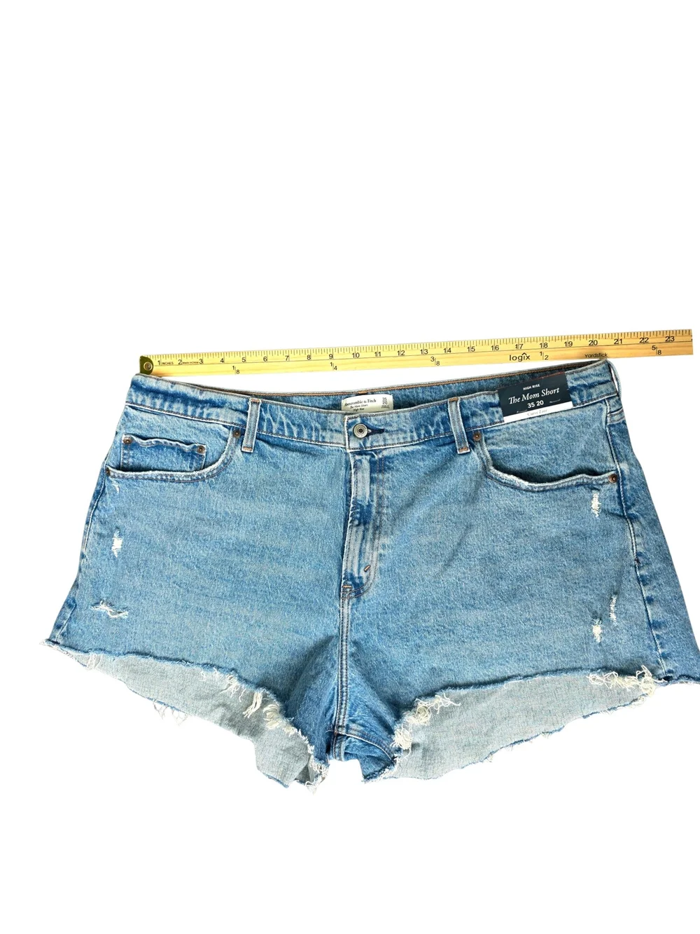 Abercrombie & Fitch Curve Love The Mom Short High Rise Distressed Denim 20